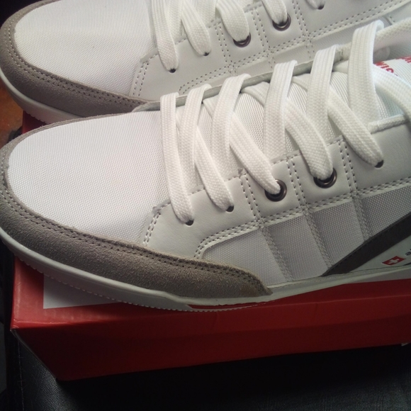 NEW Alpine Swiss Mens White Stefan Suede Trim Retro Fashion Sneakers sz 13 NWB - Picture 8 of 12